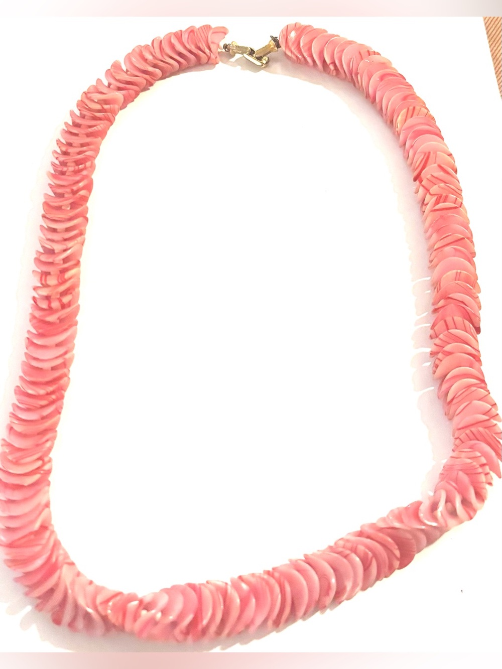 Vintage Coral-Pink plastic  Disk Necklace